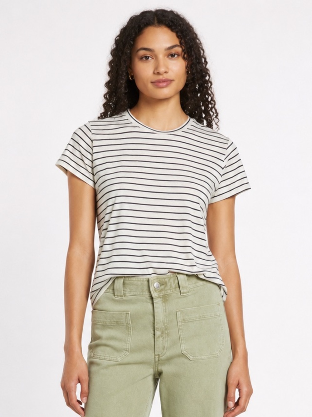 Marine Layer Stripe Swing Crewneck Shirt Sleeve Tee